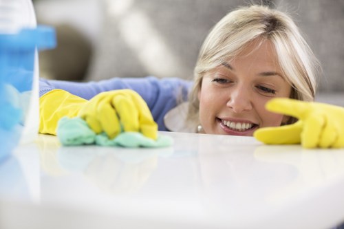 Professional fabric sofa deep cleaning in Monken Hadley