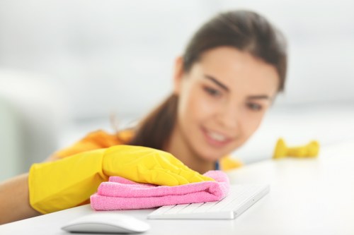 Staff reviewing a carpet cleaning safety policy